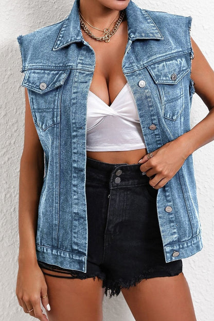 Denim Utility Vest Inspired Relaxed Tank Top