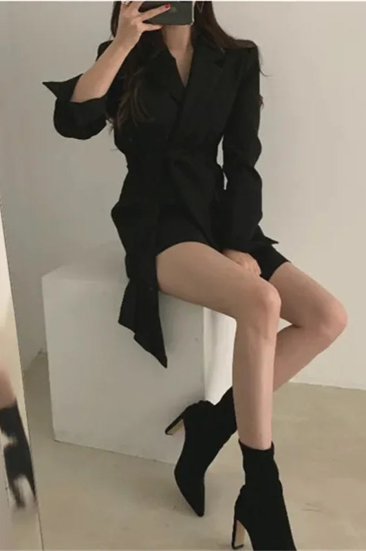 Belted Loose Fit Straight Blazer
