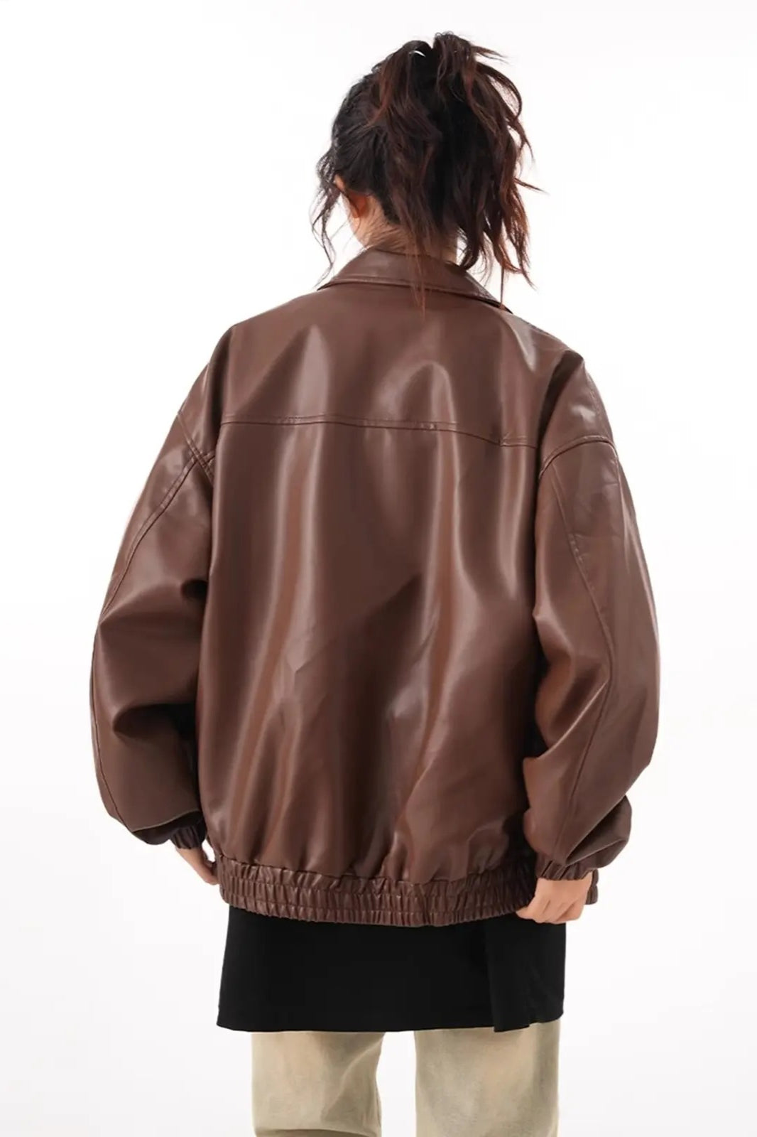 Vintage PU Leather Lapel Jacket