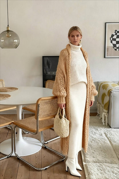Chunky Knit Openwork Cardigan
