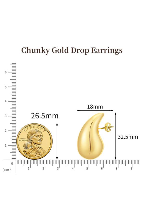 Gold Teardrop-Shaped Earrings