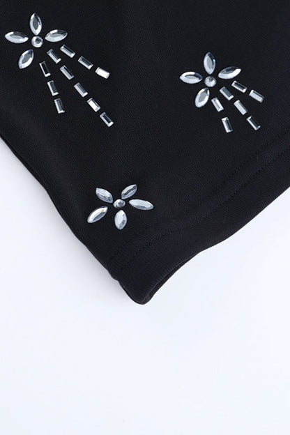 Rhinestone Trim Strapless Bustier Tank Top