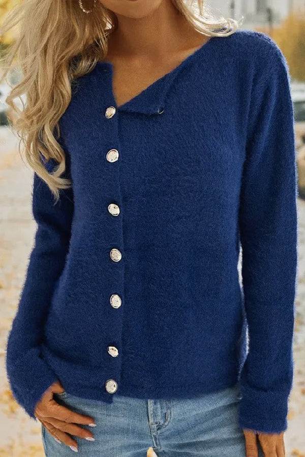 Solid Color Single-breasted Sweater Cardigan