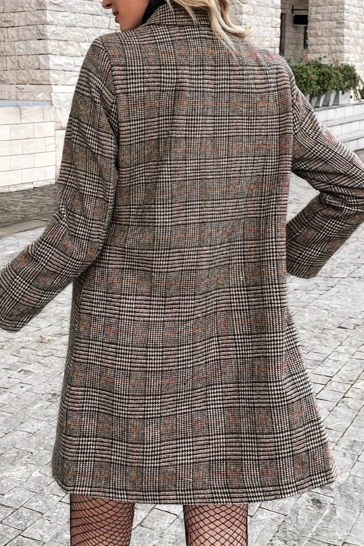 Plaid Double Breasted Blazer Overcoat