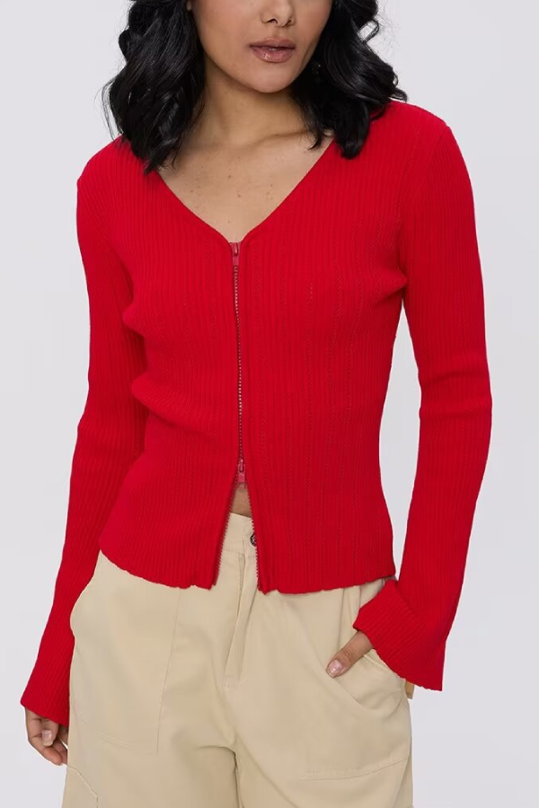 V-neck Knitted Cardigan Slim Sweater