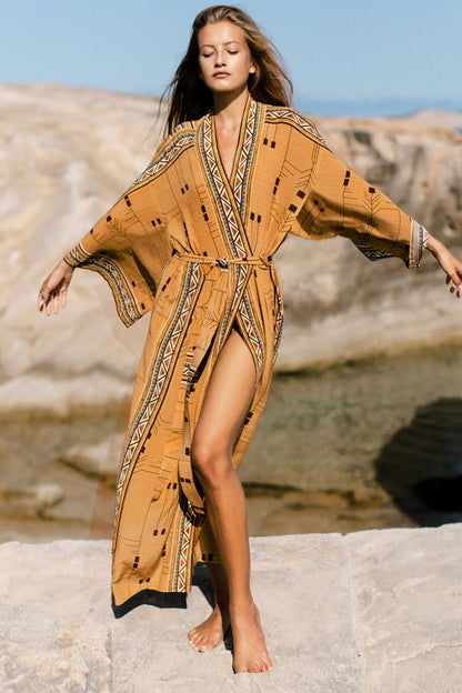 Geometric Print Loose Fit Beachwear Cover Up