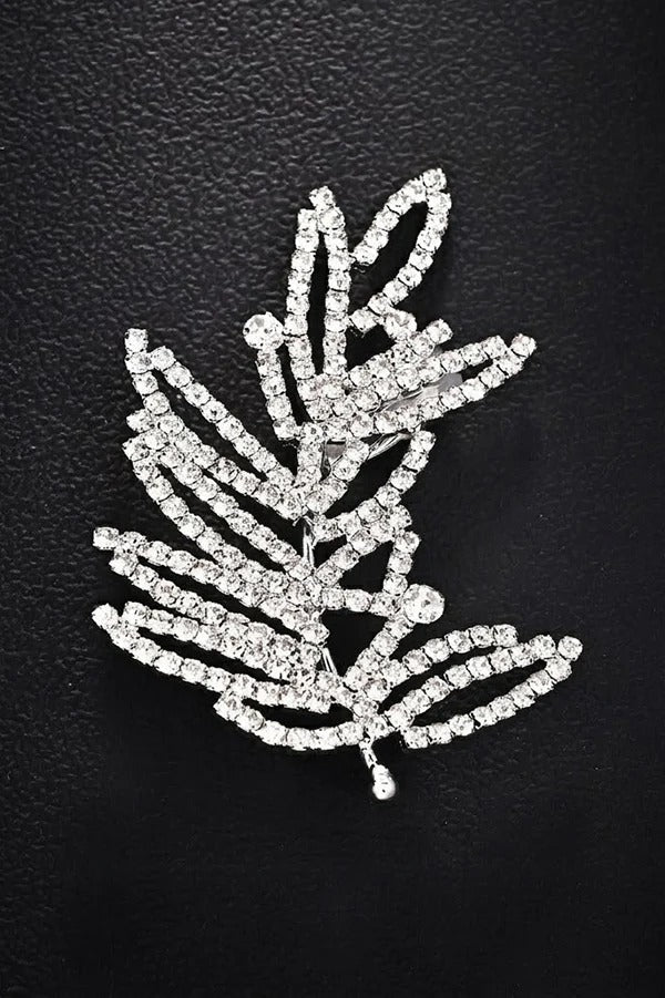 Rhinestone Leaf Ear-Cuff Earrings