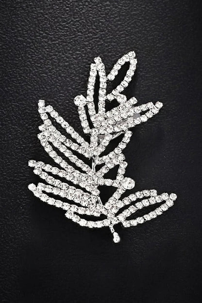 Rhinestone Leaf Ear-Cuff Earrings