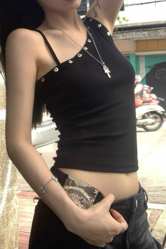One Shoulder Sling Slinky Chic Crop Top