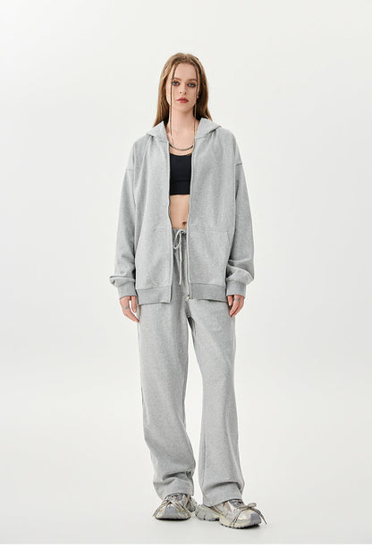 Grey Fleece Zip Up Hoodie