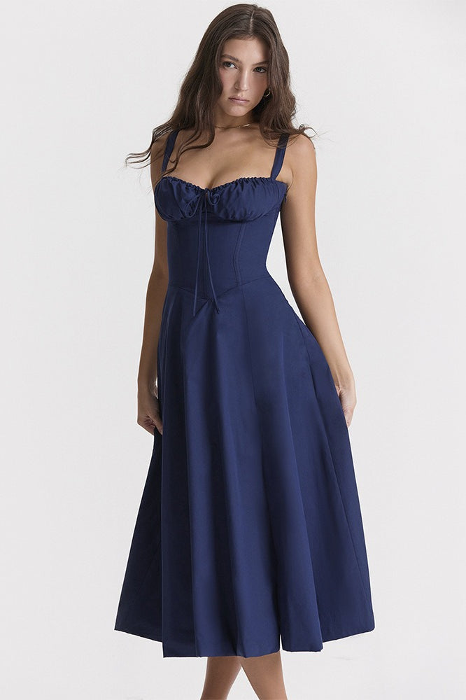 French Tie Waist A-Line Slip Dress