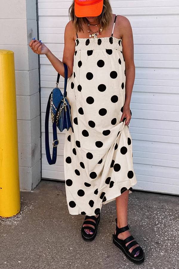 Polka Dot Sleeveless Loose Maxi Dress