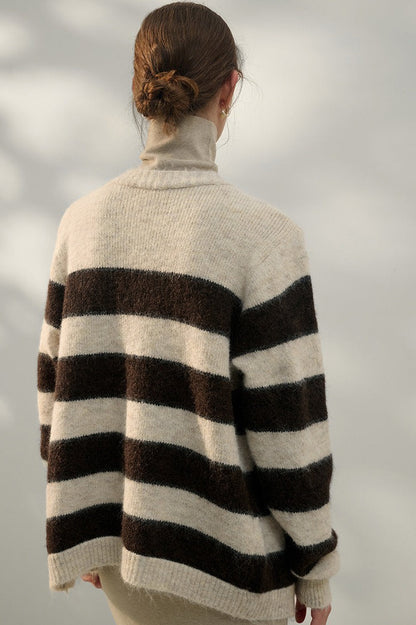 Textured Stripe Color Block Cardigan
