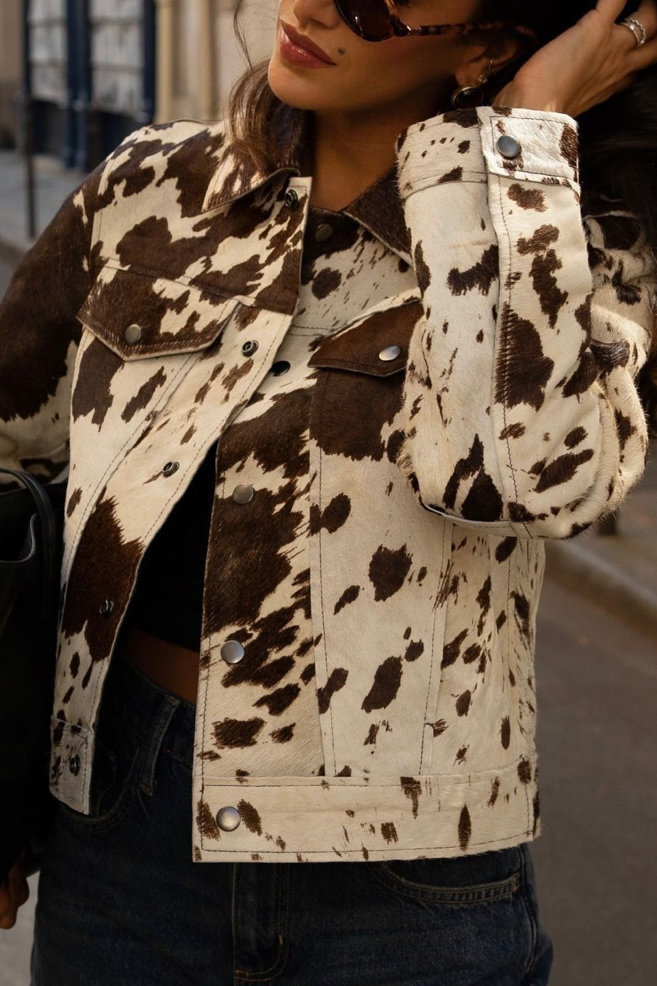 Color Block Printed Wool Jacket