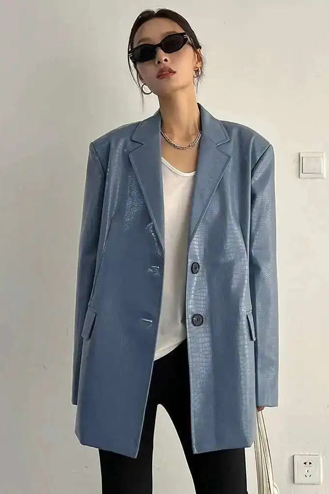 PU Leather Oversized Casual Blazer
