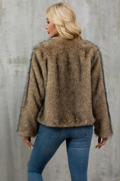 Cropped Faux Fur Zip Coat
