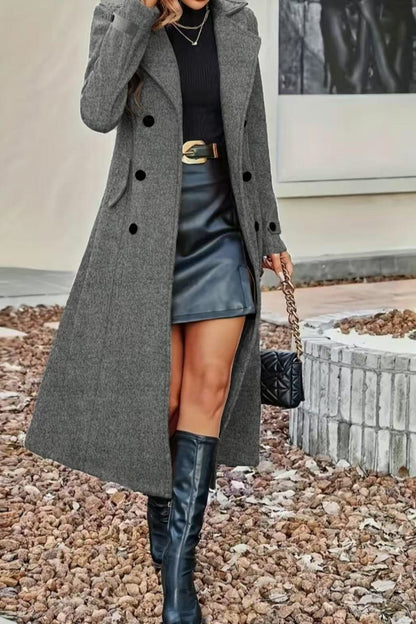 Slim Fit Double Breasted Lapel Overcoat