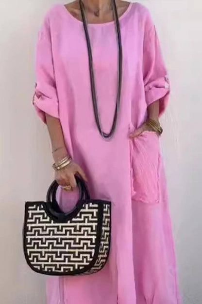 Cotton and Linen Patchwork Long Dress
