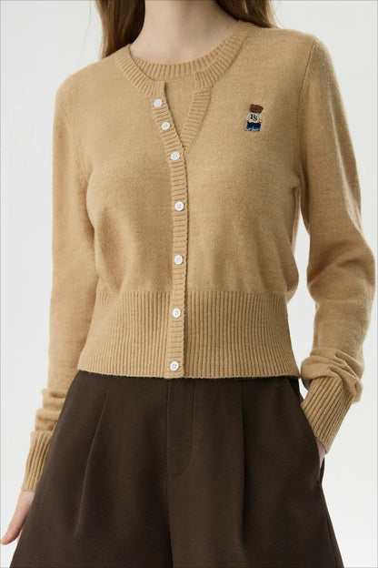 Wool Blend College Style Cardigan