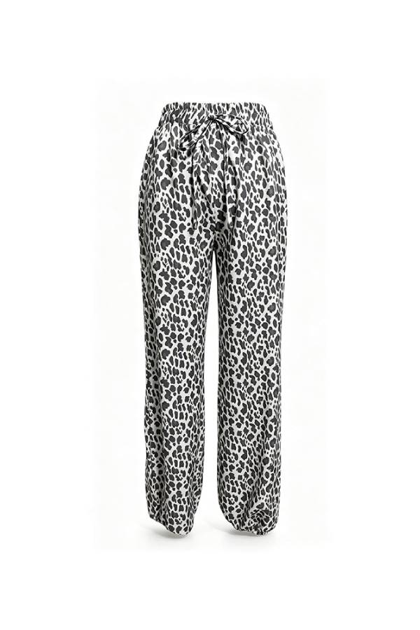 Leopard Print Elastic Waist Jogger Pants