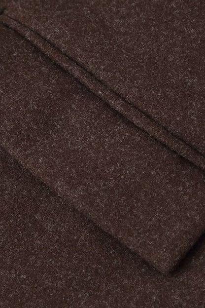 Relaxed Fit Wool Lapel Long Overcoat
