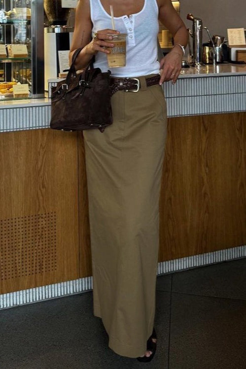 Minimalist High Waist Slit Pencil Skirt