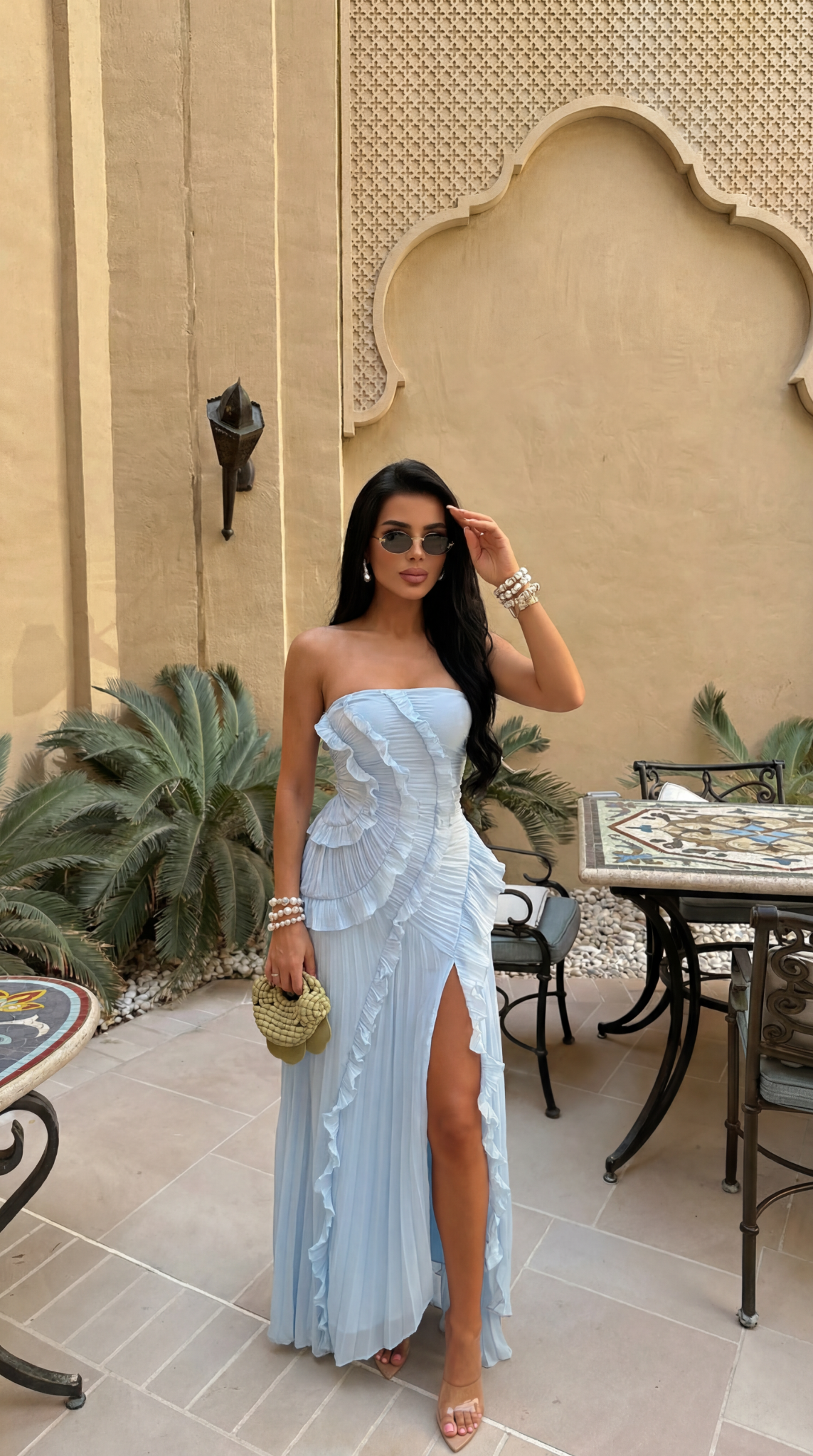 Riviera Strapless Ruffle Maxi Dress