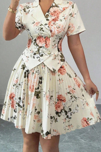 Floral Print Casual Elegant Two Piece Skirt Set