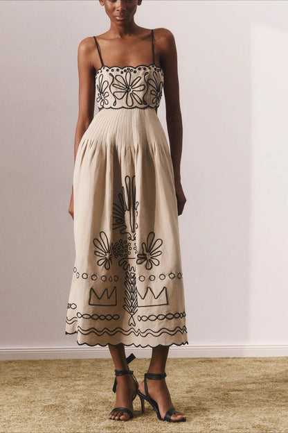 Spaghetti Strap Bandeau Spliced Cutout Boho Dress