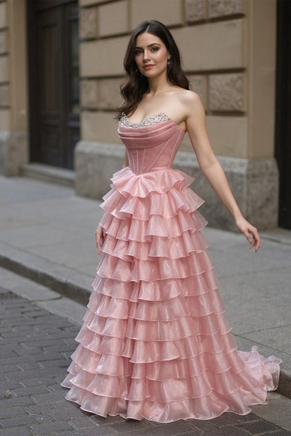 Crystal Mesh Corset Ball Gown Prom Dress