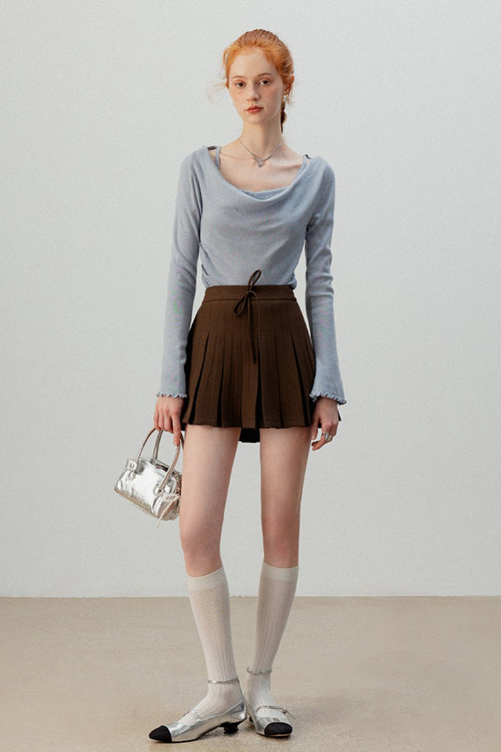 Layered Cowl Neck Knit Top