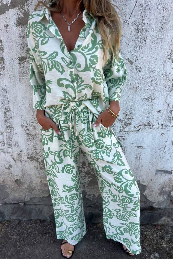 Printed two-piece shirt and trousers set