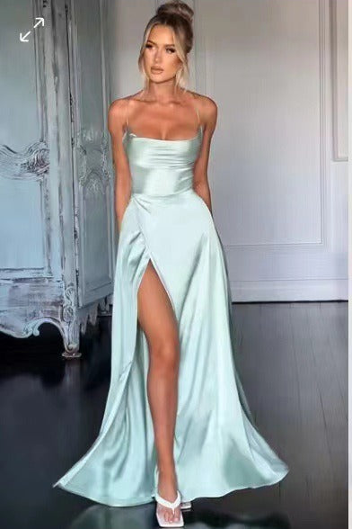 Elegant Spaghetti Strap Ruched Formal Dress