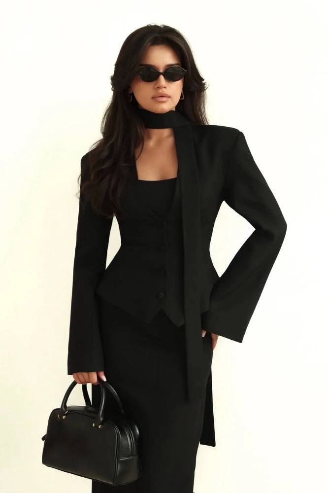 Scarf Collar Commuter Blazer