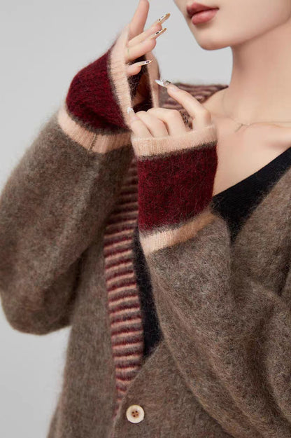 Long Sleeve Color-block Striped Sweater