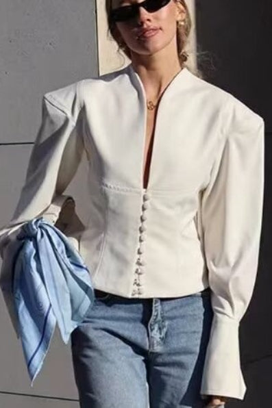 Broad Shoulder Tailored Short Coat