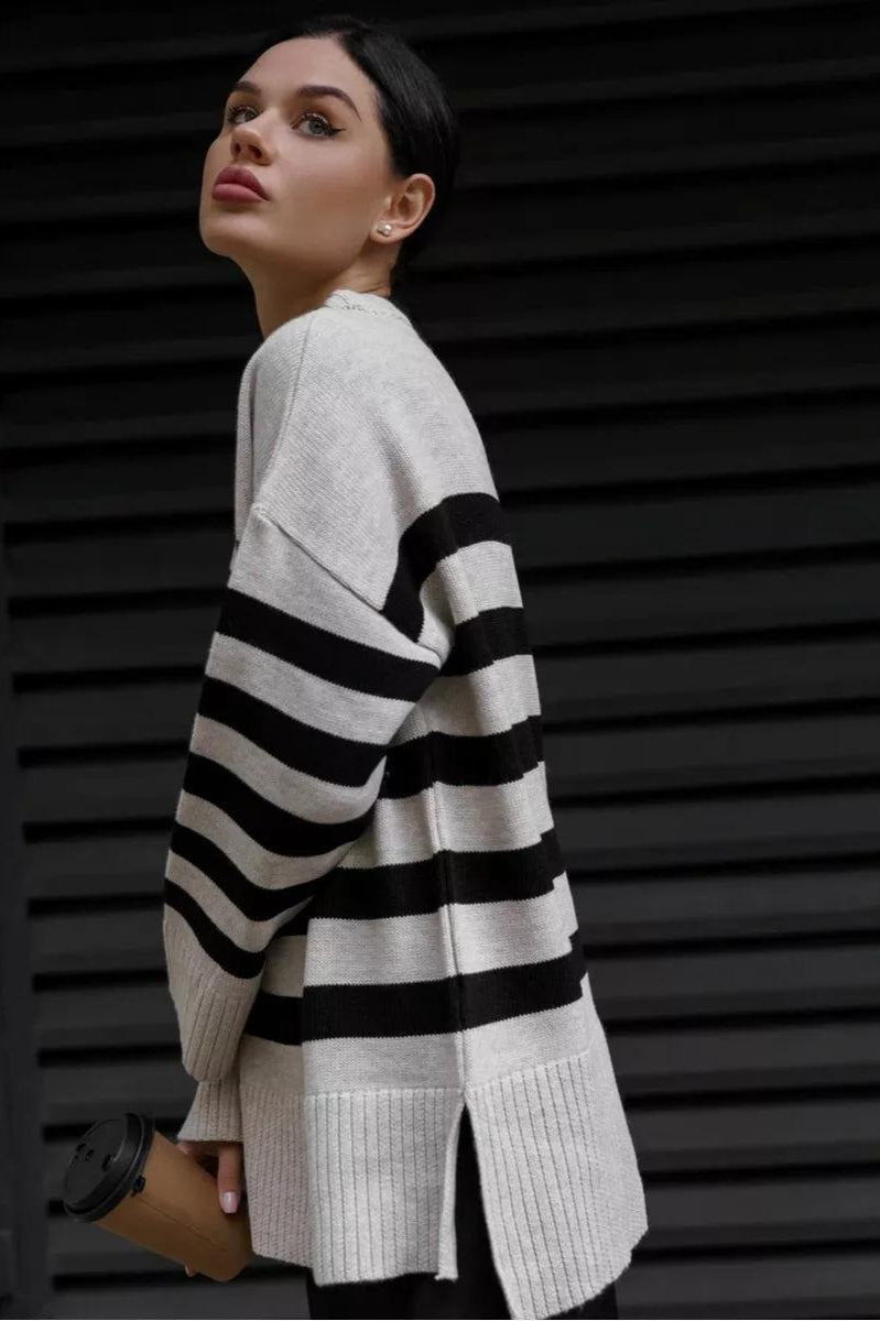 Loose Fit Striped Knit Sweater