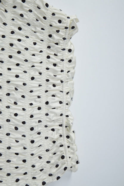 Raglan Corset Polka Dot Bow Side Skirt Set