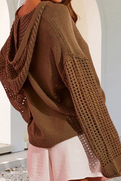 Cutout pocket pullover hooded top