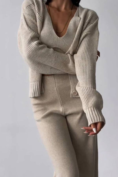 Chic V-neck Knitted Three-piece Set
