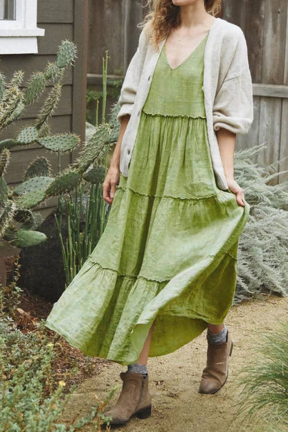 Layered Linen Maxi Dress