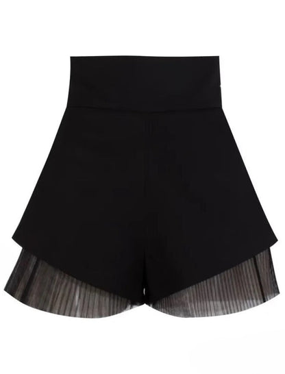 French Warm-Season Blouse Sling Retro Mujer Slimming Arm Blusas Women Mesh Top Long De Lace Shorts Elegant Set