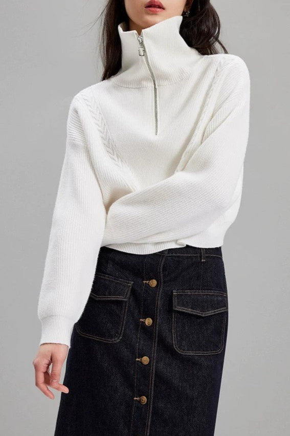 Short Cable Knit Pullover Sweater