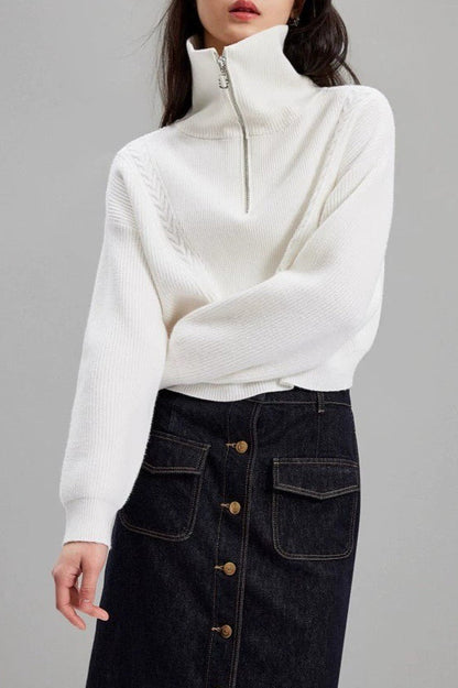 Short Cable Knit Pullover Sweater