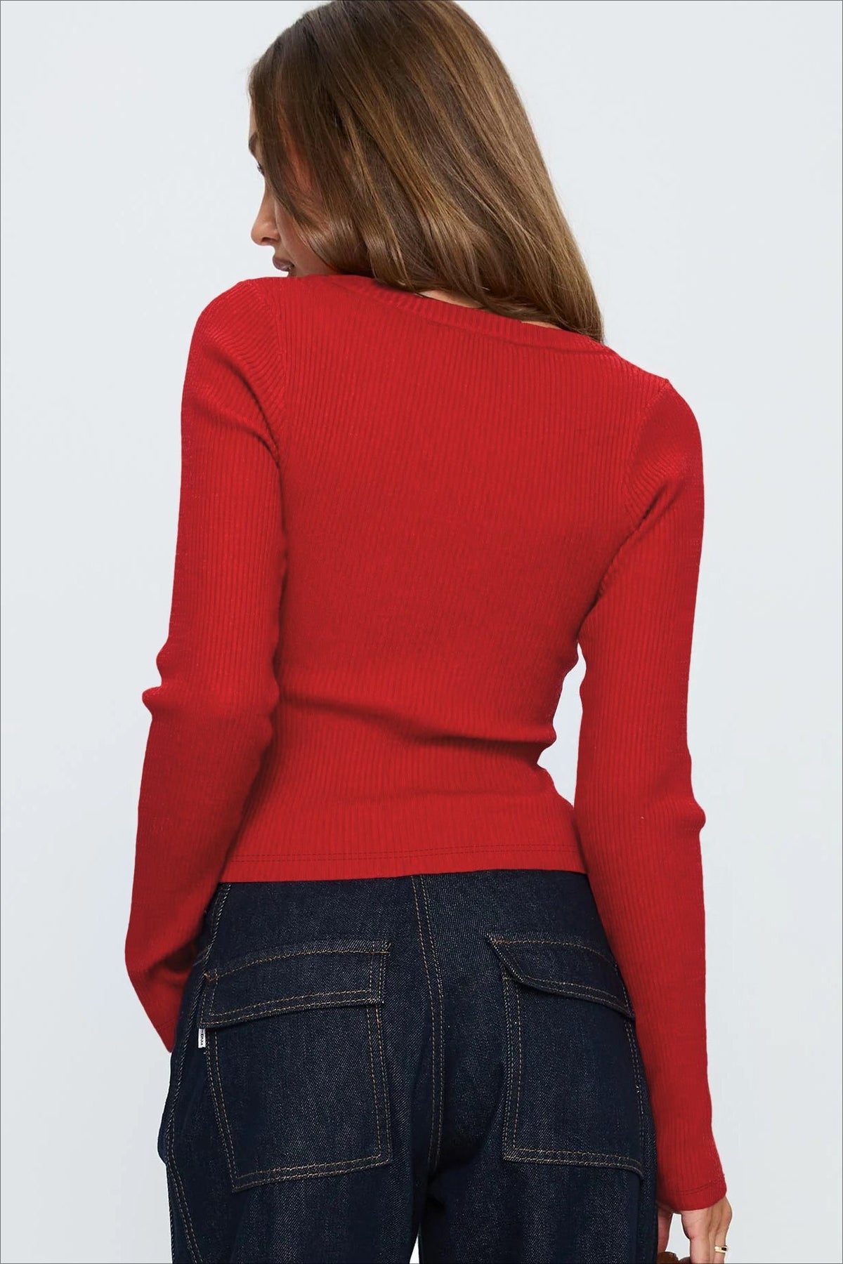 Ribbed V Neck Button Cardigan