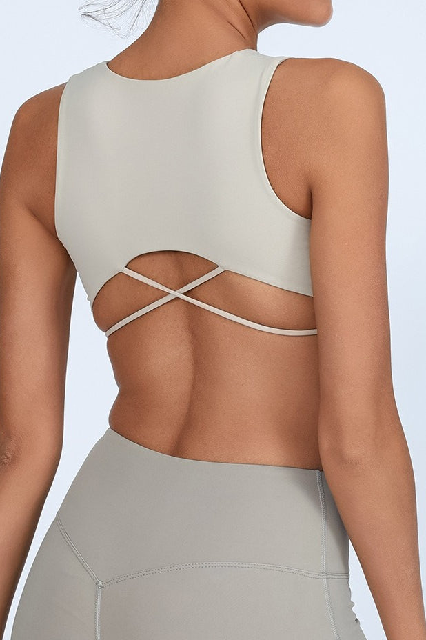 Sports Style Zip Front Crop Top