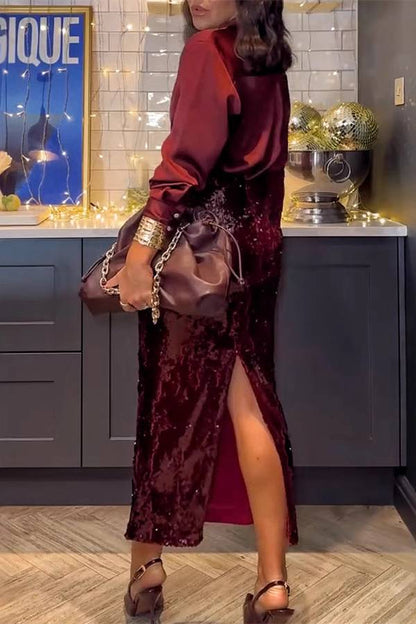 Burgundy satin shirt