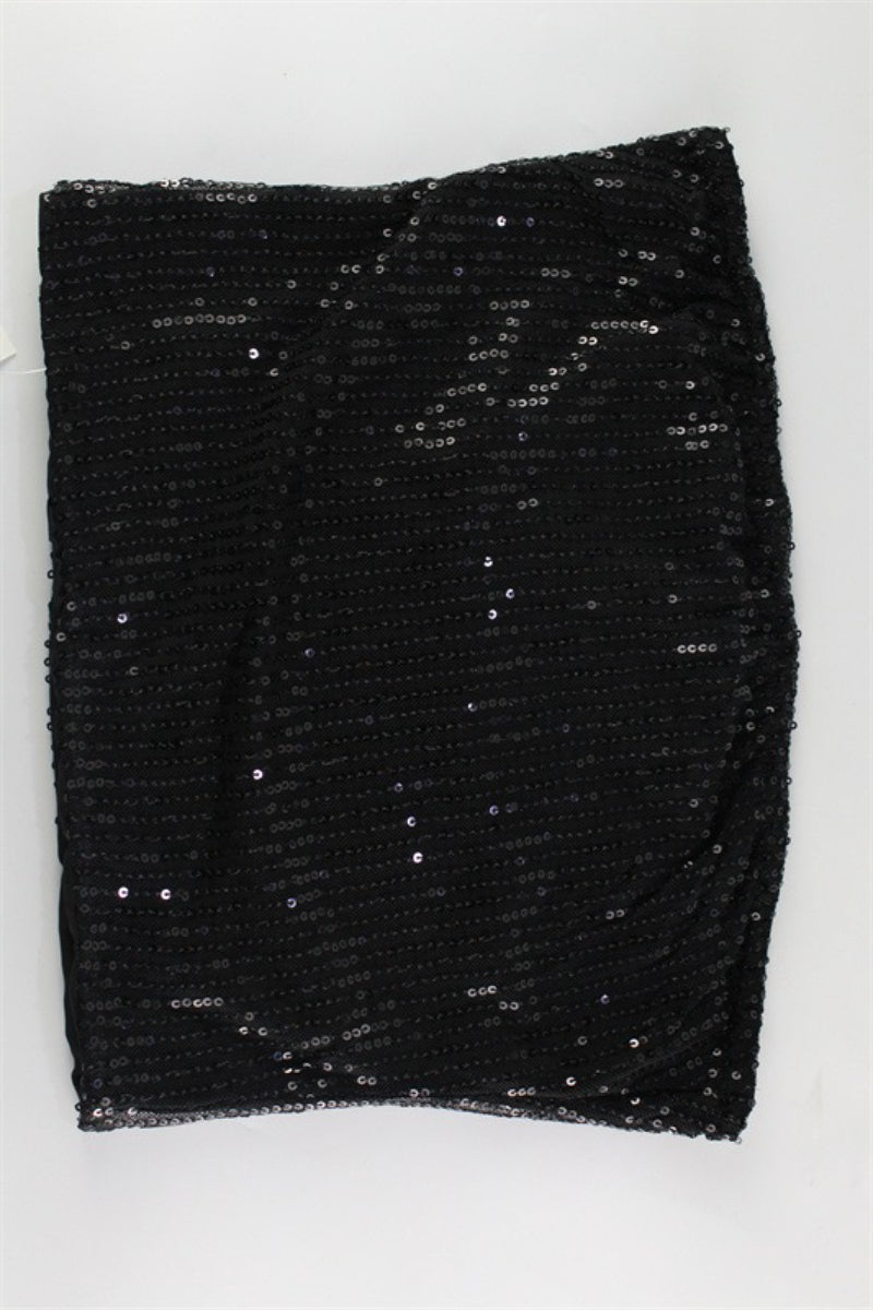 Glitter Tube Top Skinny Two Piece Shorts Set