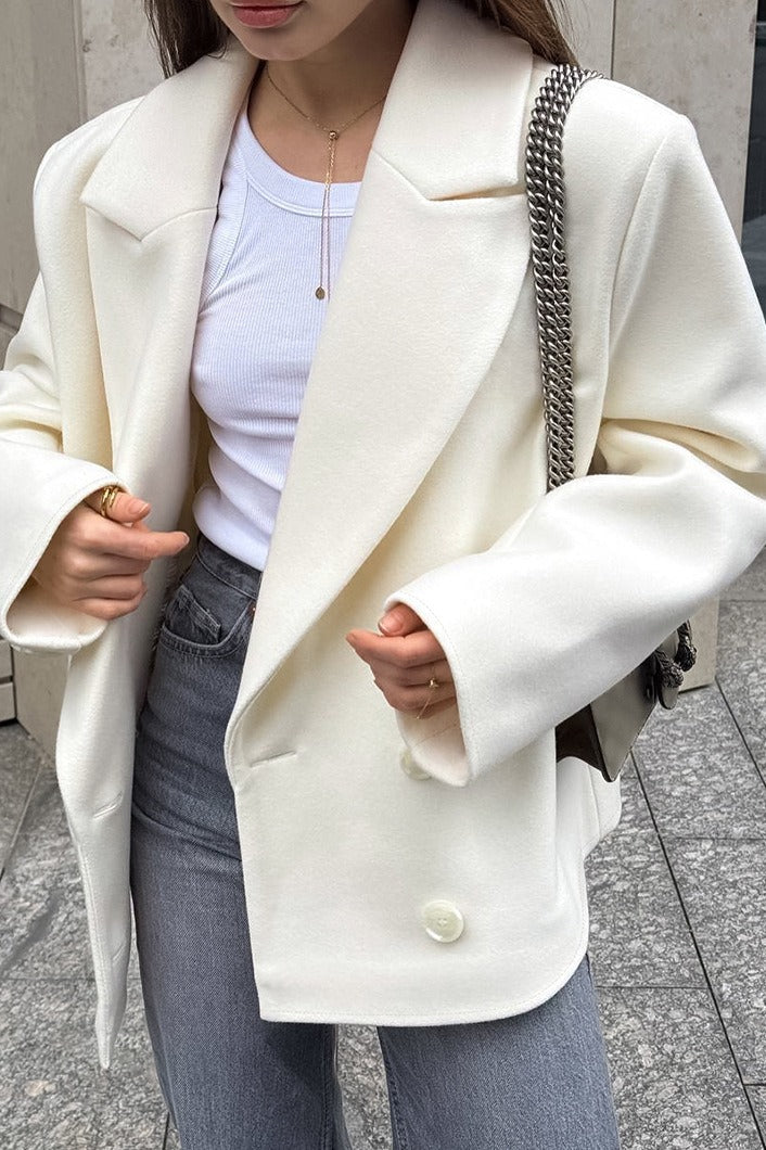 Old Money Beige Wool Blend Coat