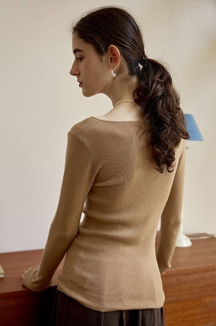 Elegant Slim Fit Wool Knit Top